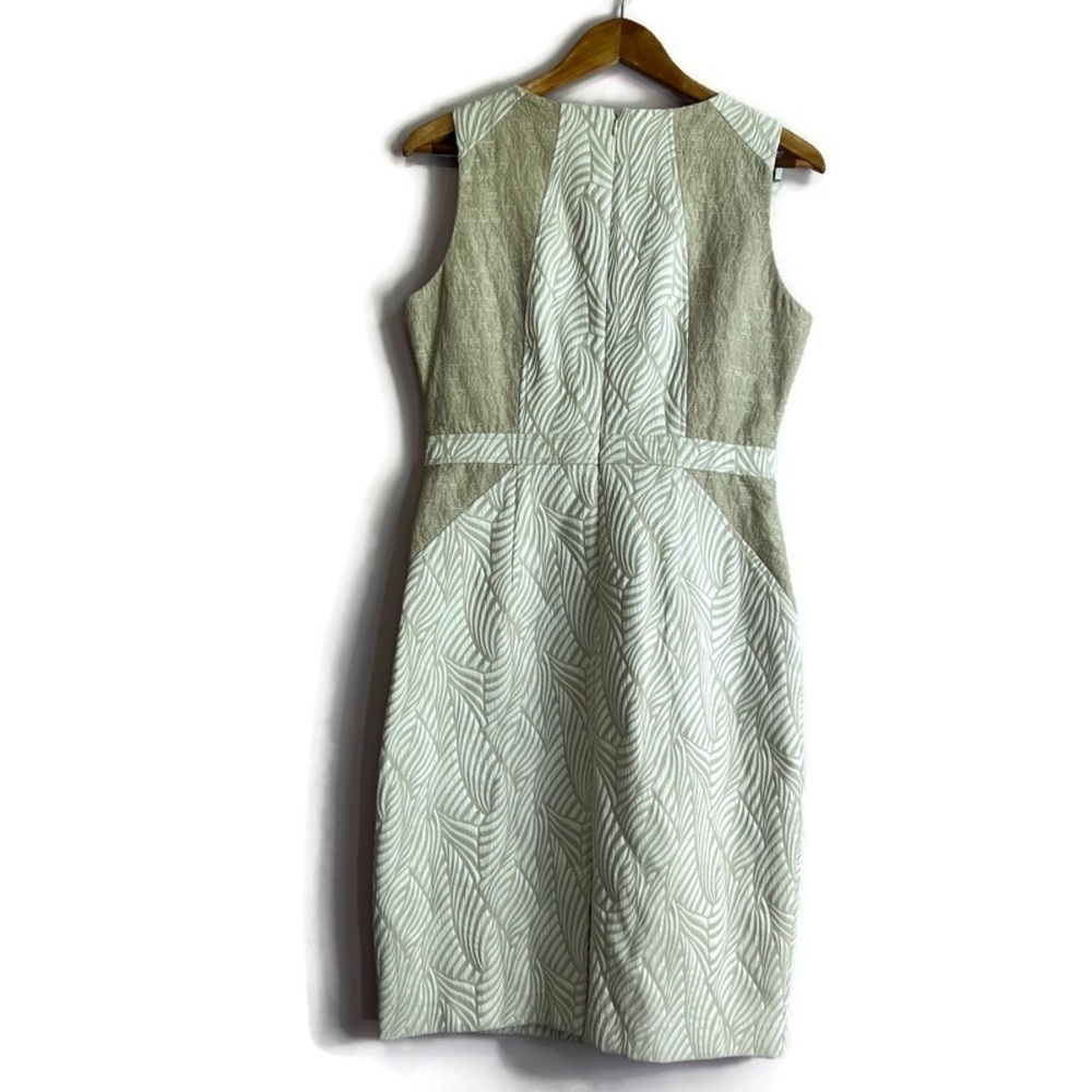 ELLEN TRACY Gold Accent Champagne Ivory Brocade Sheath Dress Size 8 - Picture 2 of 14